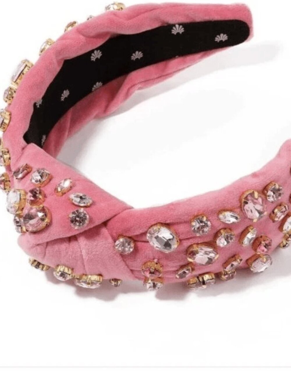 Lele Sadoughi Pink Swarovski Jeweled Velvet Headband